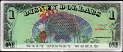 Year 2000 $1 Disney Dollar Pin - BACK